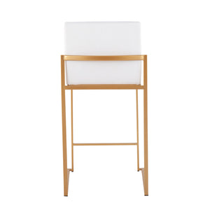 English Elm Fuji Contemporary High Back Counter Stool Set Of 2 – Luxe White Velvet & Gold Steel For Modern Glamour B202P221946