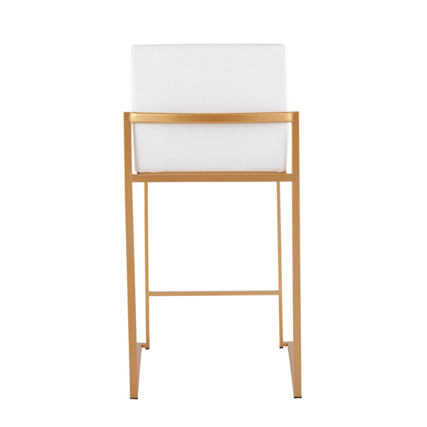 English Elm Fuji Contemporary High Back Counter Stool Set Of 2 – Luxe White Velvet & Gold Steel For Modern Glamour B202P221946