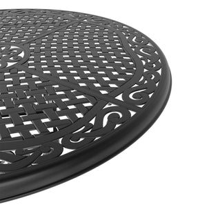 English Elm Ø48-inch Cast Aluminum Patio Dining Table for 6 – Round Black Frame, 160lb Capacity, Umbrella Hole W1710P166023