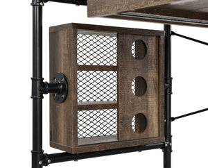 English Elm Endang Weathered Oak & Black Writing Desk with Drawer and 3-Tier Left Shelf, KD Metal Frame B2726P279122