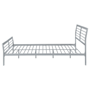 English Elm Fielding Silver Queen Metal Bed with Modern Nautical Design, Silver Finish, Clean Horizontal Lines for Contemporary Bedrooms B062S01089