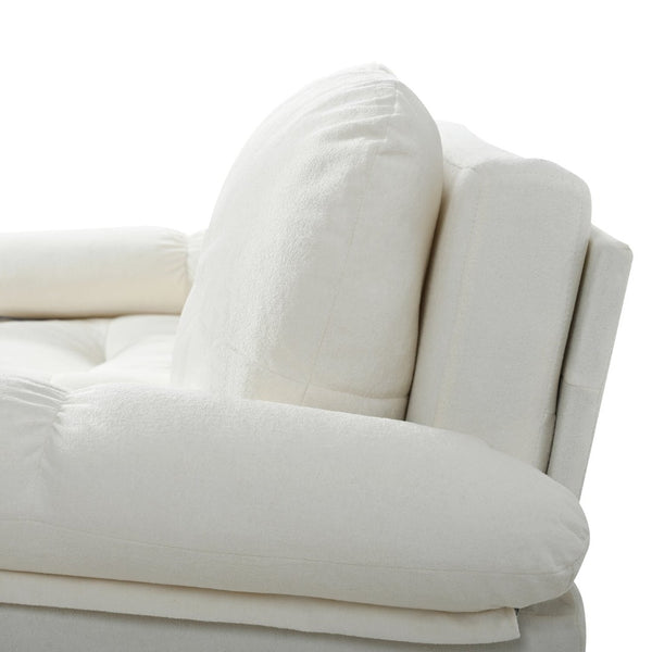English Elm (old: W3163p269700) Convertible Chenille Sleeper Loveseat with Queen Pullout and Rolling Casters Beige W3163S00099