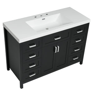 English Elm Christopher Knight Home® - 48" Bathroom Vanity with Sink Combo | 2 Doors 8 Soft-Close Drawers, Resin Top, Pine Legs Black N759S337621B