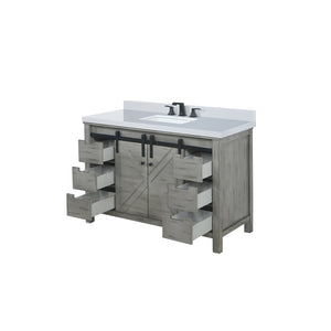 English Elm Ash Grey Bath Vanity With White Quartz Top, Matte Black Faucet, Soft-Close Drawers & Storage Solutions B2731P260125