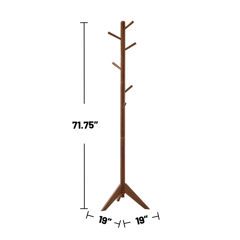 English Elm 6 Hook Freestanding Wood Coat Rack Hat Hanger Walnut – Stylish Mid-Century Entryway Organizer with 6 Slanted Hooks for Coats, Hats, Scarves B016P381117