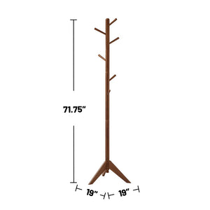 English Elm 6 Hook Freestanding Wood Coat Rack Hat Hanger Walnut – Stylish Mid-Century Entryway Organizer with 6 Slanted Hooks for Coats, Hats, Scarves B016P381117