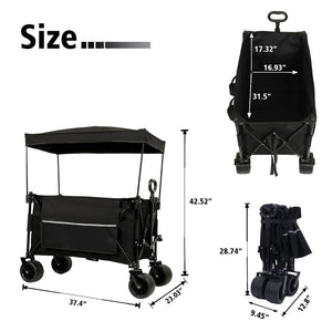 English Elm Collapsible Heavy Duty Folding Wagon with All-terrain Wheels for Beach and Camping W2932P253157