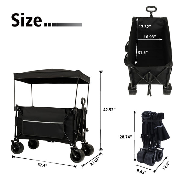 English Elm Collapsible Heavy Duty Folding Wagon with All-terrain Wheels for Beach and Camping W2932P253157