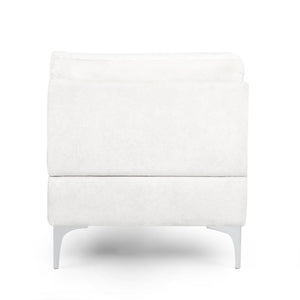 English Elm Christopher Knight Home® - CHAISE Plush Fabric Lounge with Silver Bracket Legs and Backrest Pillow for Stylish Comfort Ivory 66.75 L x 30.5 W x 12.25 H 68109.00IVR