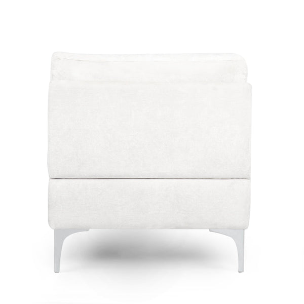 English Elm Christopher Knight Home® - CHAISE Plush Fabric Lounge with Silver Bracket Legs and Backrest Pillow for Stylish Comfort Ivory 66.75 L x 30.5 W x 12.25 H 68109.00IVR