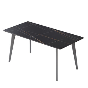 English Elm 62.99" Modern Artificial Stone Dining Table With Black Metal Legs - Sleek Design For 6 People P1 W1535S00522-GIGA