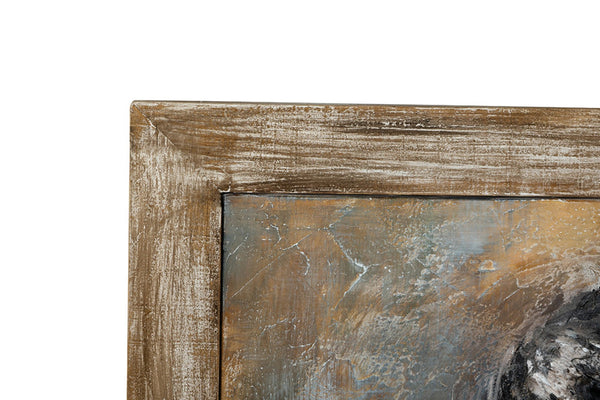 English Elm 39.4x39.4" Hand-painted Floral Canvas White Rose Art in Distressed Pine Frame W2078P481786