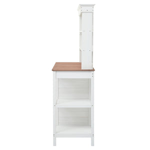 English Elm TOPMAX 66" Wooden Potting Bench with 36" Counter Height, 2 Drawers, Cabinet & Spacious Workstation White WF300211AAK