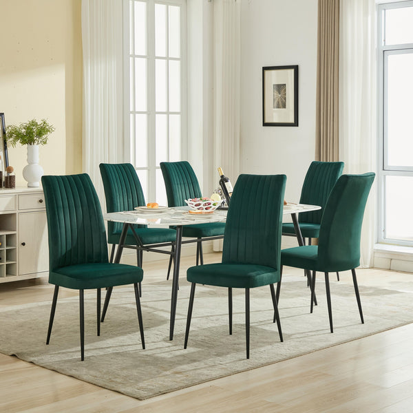 English Elm Adjustable Green Velvet Dining Chair Set Of 2 - Modern Minimalist Design For Kitchens & Restaurants W3615P340424