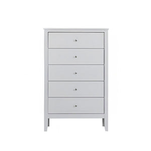 English Elm Daniel Assembled 5-Drawer Chest with English Dovetail Drawers, Metal Hardware & Solid Wood Frame White 51 L x 34 W x 18 H B078P400747