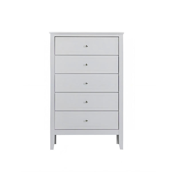 English Elm Daniel Assembled 5-Drawer Chest with English Dovetail Drawers, Metal Hardware & Solid Wood Frame White 51 L x 34 W x 18 H B078P400747