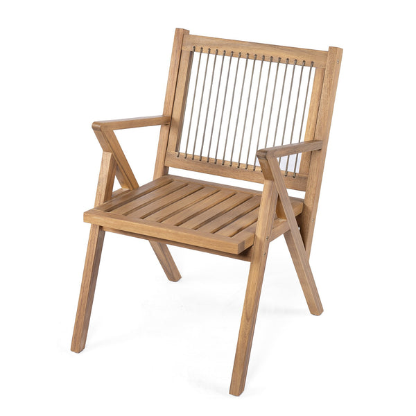 English Elm Christopher Knight Home® - Patio Acacia Wood Dining Chairs Set of 2 with Grey Rope Seats & Cream Waterproof Cushions, 400lb Capacity N768P249344T