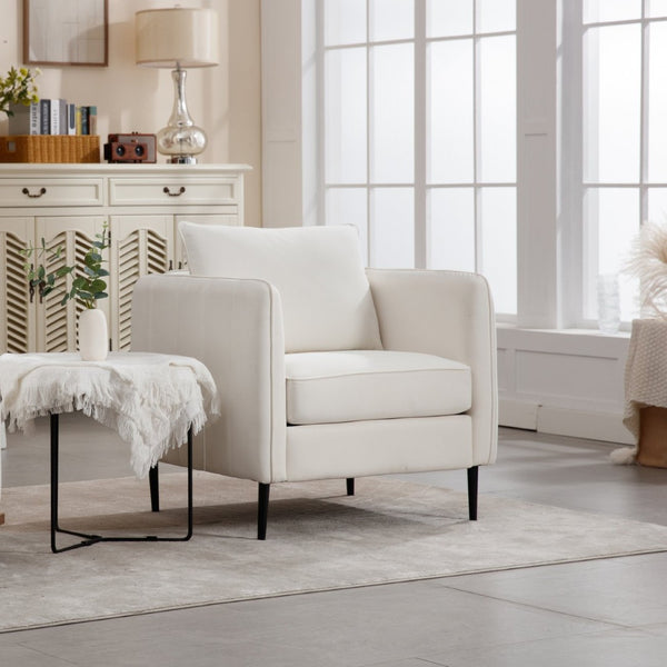 English Elm Accent Velvet Armchair Mid-century Modern Plush Seat with Metal Legs for Any Room W3244P327103