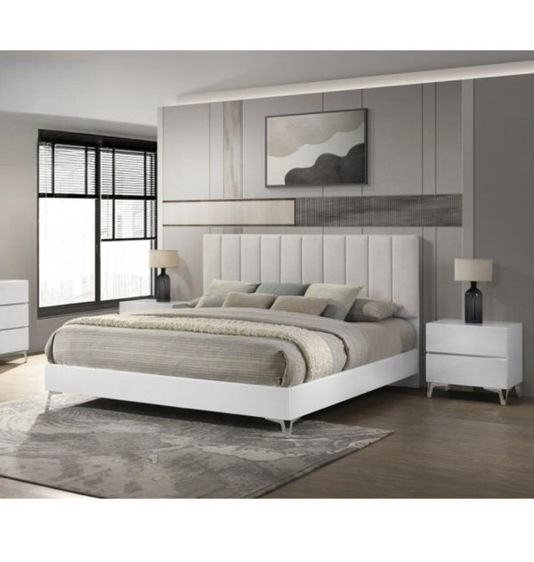 English Elm Modern High Gloss Lacquer Nightstand with Acrylic Legs Two Drawer Bedside Storage B011P496276