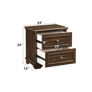 English Elm Franklin Walnut Four Piece Full Bedroom Suite with Headboard Dresser and Nightstand B2726P457620