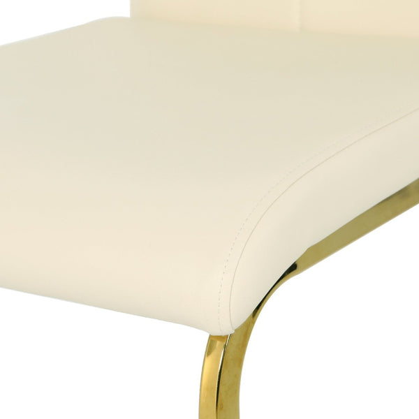 English Elm Modern Pu Leather Dining Chairs with Gold Legs Cushioned Seat for Kitchen or Bedroom W210P371642