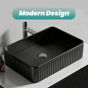English Elm Bb17, Glossy Black Ceramic Vessel Basin for Modern Bathroom Vanity Countertop W1865P356025