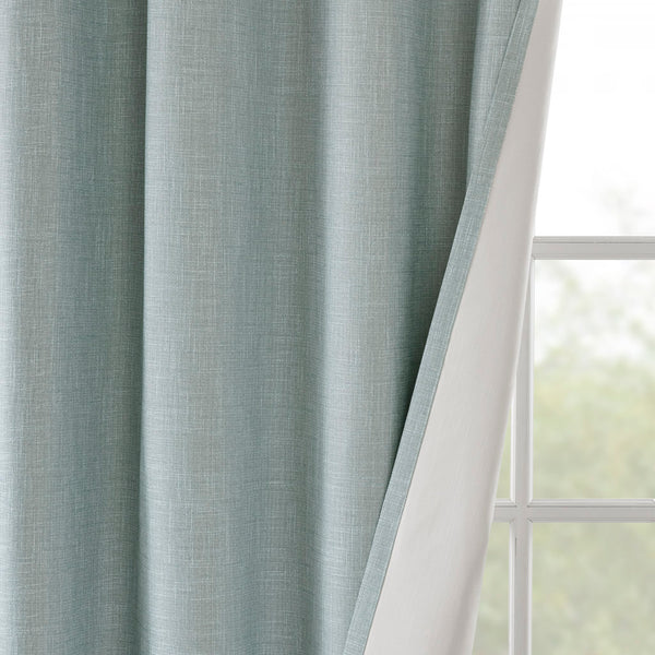 JLA Home SunSmart - Printed Heathered Blackout Panel with Silver Grommets, Energy-Saving Thermal & Noise-Reducing Drapery Dusty Seafoam SS40-0110