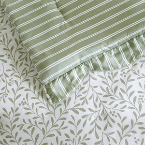 English Elm 5-piece Queen Microfiber Comforter Set Soft Printed Bedding with Decorative Pillows Sage Green B035P482936