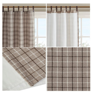 English Elm Plaid Faux Leather Tab Top Curtain Panel with Fleece Lining for Cozy Rustic Privacy and Insulation Multicolor 11.81 L x 10.04 W x 3.98 H B03598256
