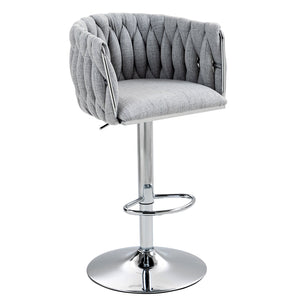 English Elm 360° Swivel Bar Stools Set of 2 with High-Rebound Cushions, Adjustable Counter Height, Sleek Chrome Frame for Kitchen Island and Cafe Seating Gray W2215P184994
