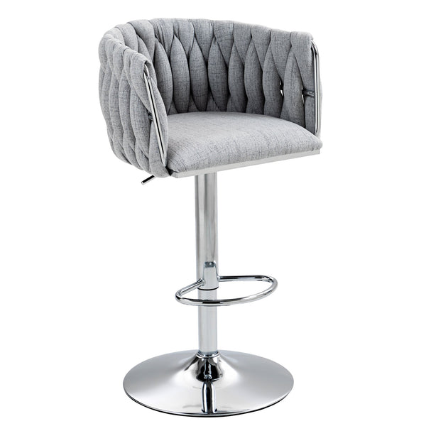 English Elm 360° Swivel Bar Stools Set of 2 with High-Rebound Cushions, Adjustable Counter Height, Sleek Chrome Frame for Kitchen Island and Cafe Seating Gray W2215P184994