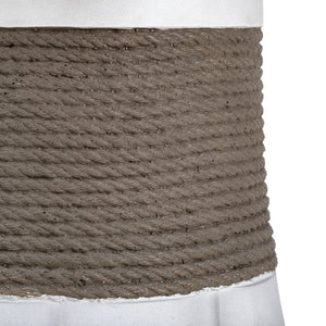 English Elm Outdoor Mgo Side Table with Woven Rope Texture and Fan Base for Patio or Living Room N765P382573W