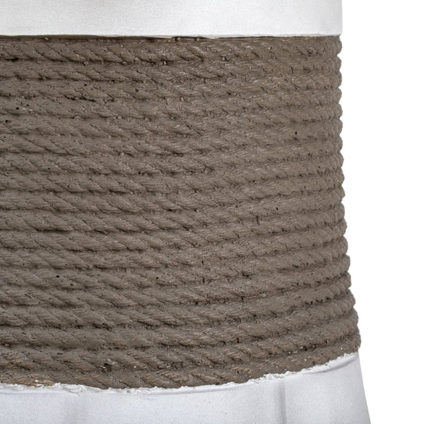 English Elm Outdoor Mgo Side Table with Woven Rope Texture and Fan Base for Patio or Living Room N765P382573W