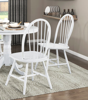 English Elm White Finish Side Chairs Set of 2 - Farmhouse Windsor Back Dining Chairs, Solid Wood, Casual Kitchen Seating B011P239557