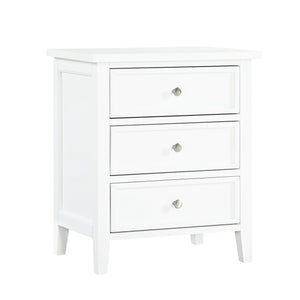 English Elm Luca 3-Drawer Nightstand with Dovetail Drawers and Metal Glides, Tapered Legs, No Assembly Required White B050P376948