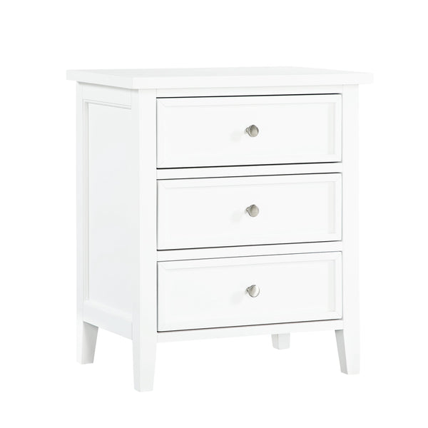 English Elm Luca 3-Drawer Nightstand with Dovetail Drawers and Metal Glides, Tapered Legs, No Assembly Required White B050P376948