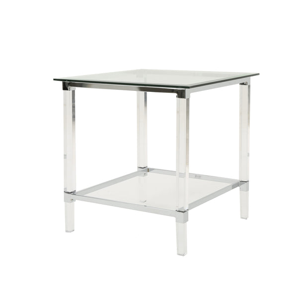 English Elm Christopher Knight Home® - SQUARE Clear Acrylic & Tempered Glass End Table — Modern 24" Square Accent Table, Durable Iron Frame 61528.00