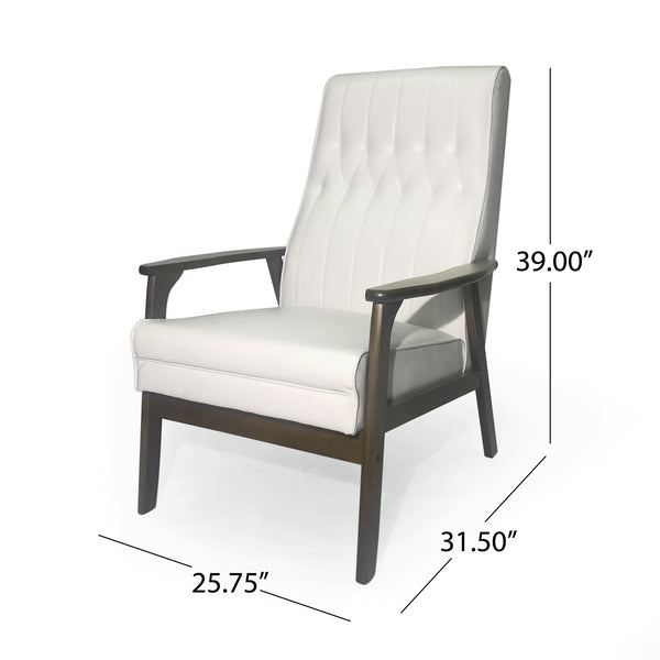 English Elm Christopher Knight Home® - Mid Century Modern Upholstered Accent Chair with Supportive Back, 300 lb Capacity, Compact Sofa White 66106.00SNWHT