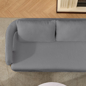 English Elm TS Modern decorative chair with teddy fleece upholstery, ergonomic sponge cushion and gold legs for luxe comfort and style Grey+Gold W2311P364626