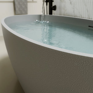 English Elm 70.6'' Freestanding Resin Stone Soaking Tub Polished Spa Bath with Drain Overflow W2753P477965