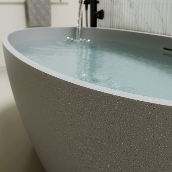 English Elm 70.6'' Freestanding Resin Stone Soaking Tub Polished Spa Bath with Drain Overflow W2753P477965