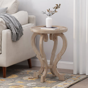 English Elm Christopher Knight Home® - End Table - Elegant French Country Accent Table With Hourglass Design & Natural Faux-Wood Finish N771P239454K