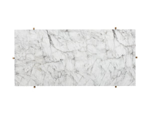 Sunpan Solana Coffee Table – Stunning Marble Look Top with Antique Brass Base for Modern Living Spaces Rectangular - 47W x 23.5D x 15.75H