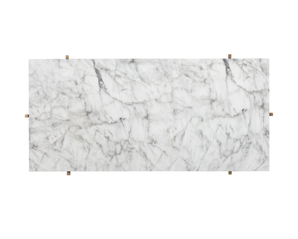 Sunpan Solana Coffee Table – Stunning Marble Look Top with Antique Brass Base for Modern Living Spaces Rectangular - 47W x 23.5D x 15.75H