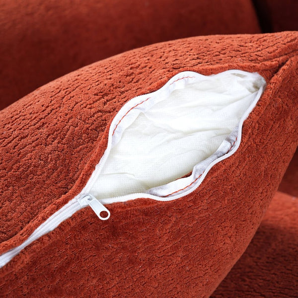 English Elm 116" Curved Sectional Sofa Pearl Fabric Chaise Frameless Sponge Contemporary Living Room Orange N767P388359G