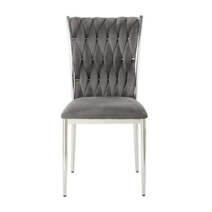 English Elm Modern Velvet Upholstered Dining Chairs Set of 2 with Electroplated Legs for Kitchen Dark Gray W210P301598