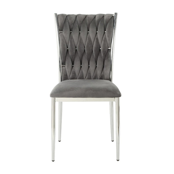 English Elm Modern Velvet Upholstered Dining Chairs Set of 2 with Electroplated Legs for Kitchen Dark Gray W210P301595