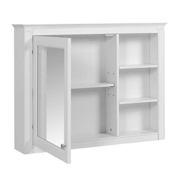 English Elm 36'' Modern Medicine Cabinet Wall Mounted Mirror with Adjustable Shelf, MDF Durable Storage, White N710P322791K