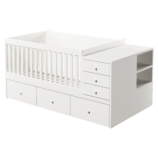 English Elm Convertible Crib Daybed with Changing Table Six Drawers Pine Wood Nursery Frame FF00001AAW