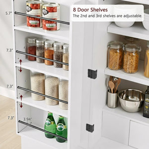 English Elm K&k Farmhouse Pantry Cabinet 72 Inch Tall Mdf Cupboard with Adjustable Shelves White N707S000020W
